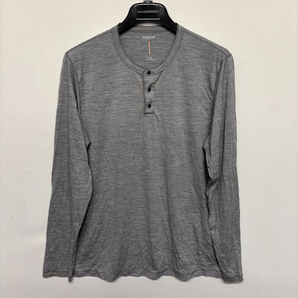 Proof 72-Hour Men Merino Wool Henley Shirt T-Shirt Top Size XL X-Large C134 -14